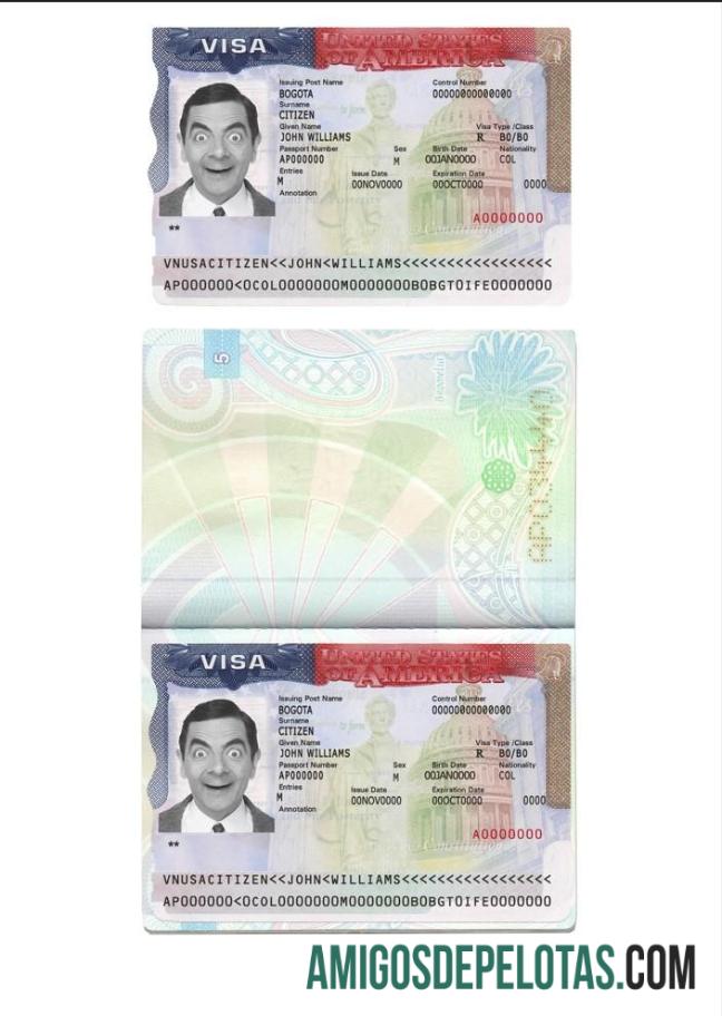 Visto de turista nos EUA modelo